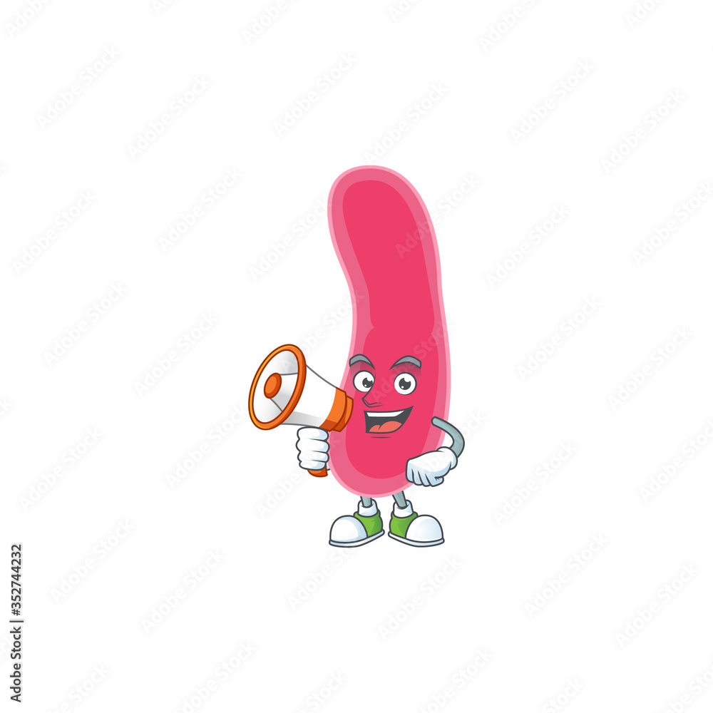 An image of fusobacteria cartoon design style with a megaphone An image of fusobacteria cartoon design style with a megaphone