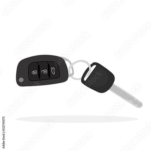 remote Car key with alarm system chain isolate on the white background. transportation concept.
