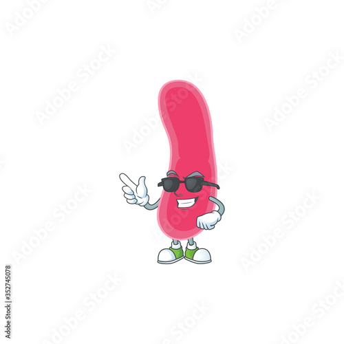 Super cool fusobacteria cartoon drawing style wearing black glasses