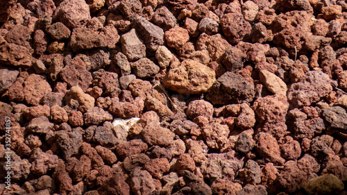 Mineral Background: Rough brown rocks and stones with different shapes scattered everywhere.