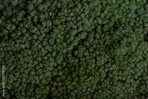  Texture of broccoli macro. Top view of broccoli. Organic food background © alan