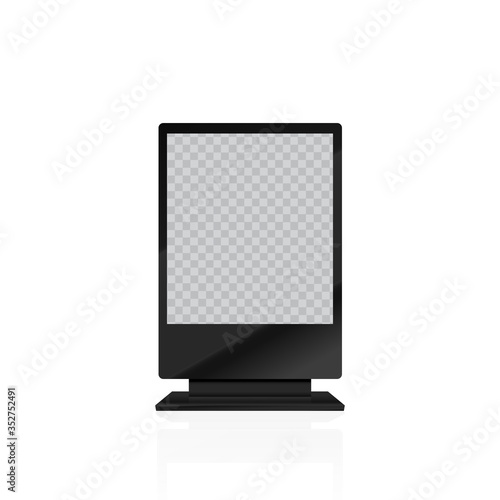 Blank Promo stand with LCD screen. mock up. Vector.