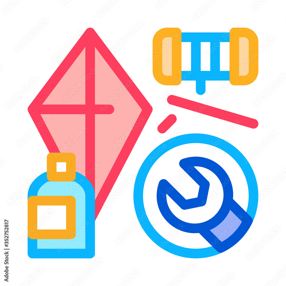 homemade hand kite icon vector. homemade hand kite sign. color symbol illustration