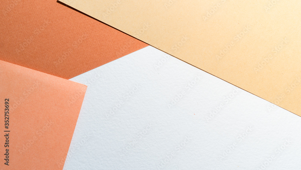 Color papers geometry shape composition background with white beige copper and brown color tones. Minimalism geometric flat lay backdrop. Top view Color papers geometry shape composition background with white beige copper and brown color tones. Minimalism geometric flat lay backdrop. Top view