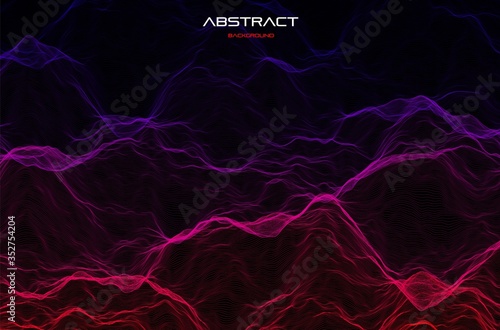 Abstract wave background. Music or sound illustration. Big data technology. Artificial intelligence concept. Network visualisation.