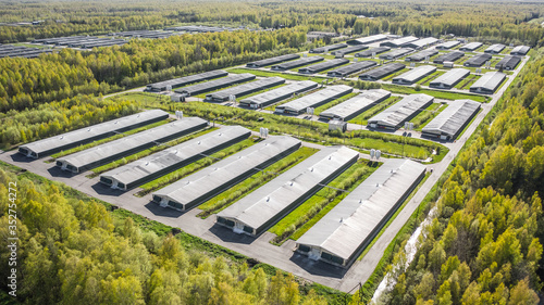 Aerial view of poultry farm