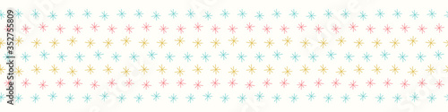 Star border design. Vector seamless repeat banner background. Cute and fun decoration.