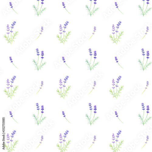 ラベンダー柄　パターン　水彩