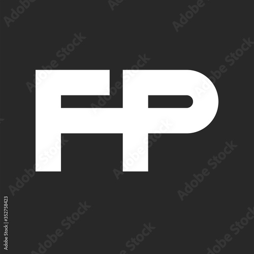 Bold two letters FP logo initials monogram minimalist style, mark F and P identity white business or wedding card emblem mockup design element