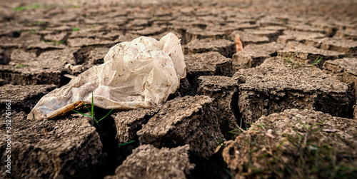 Plastic garbage on the ground.