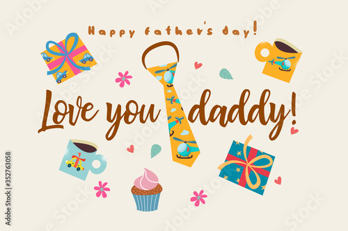 Happy father's day. Vector illustration, greeting card.