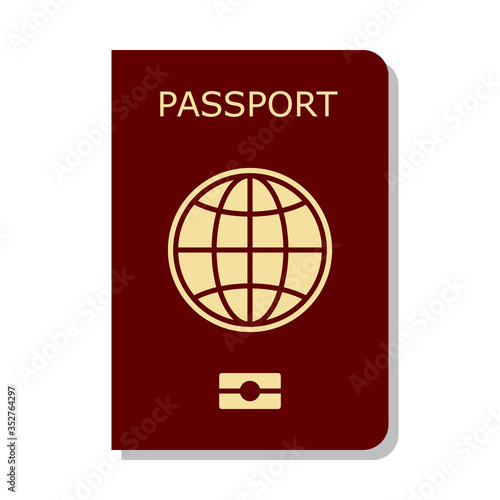 international passport red cover isolated on white background photo