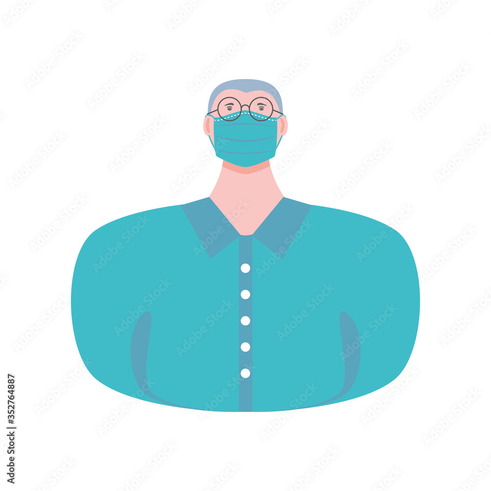 healthy man in medical protection mask on white background healthy man in medical protection mask on white background