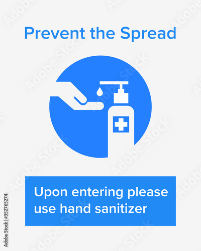 covid 19 safety sign for retail - Prevent the spread, Upon entering please use hand sanitiser