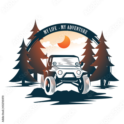 Adventure car camping in the forest