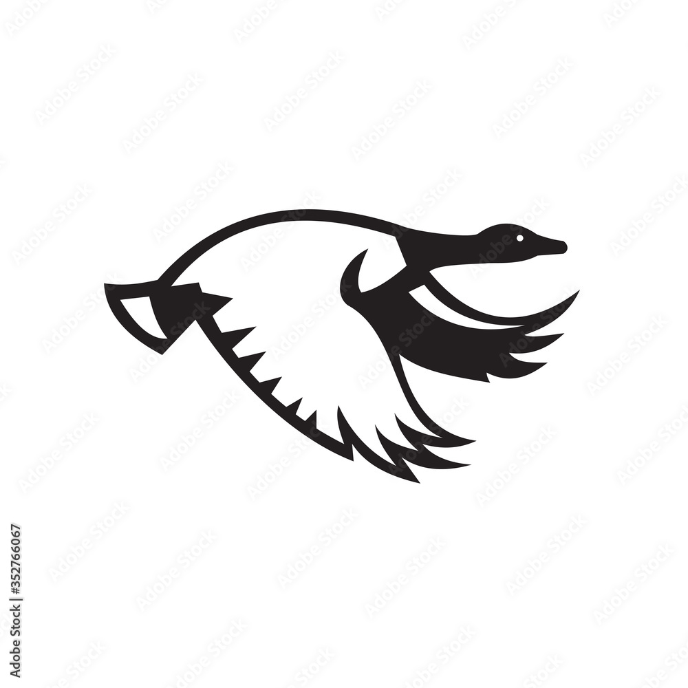 Obraz premium Canada Goose Flying Side View Retro Black and White