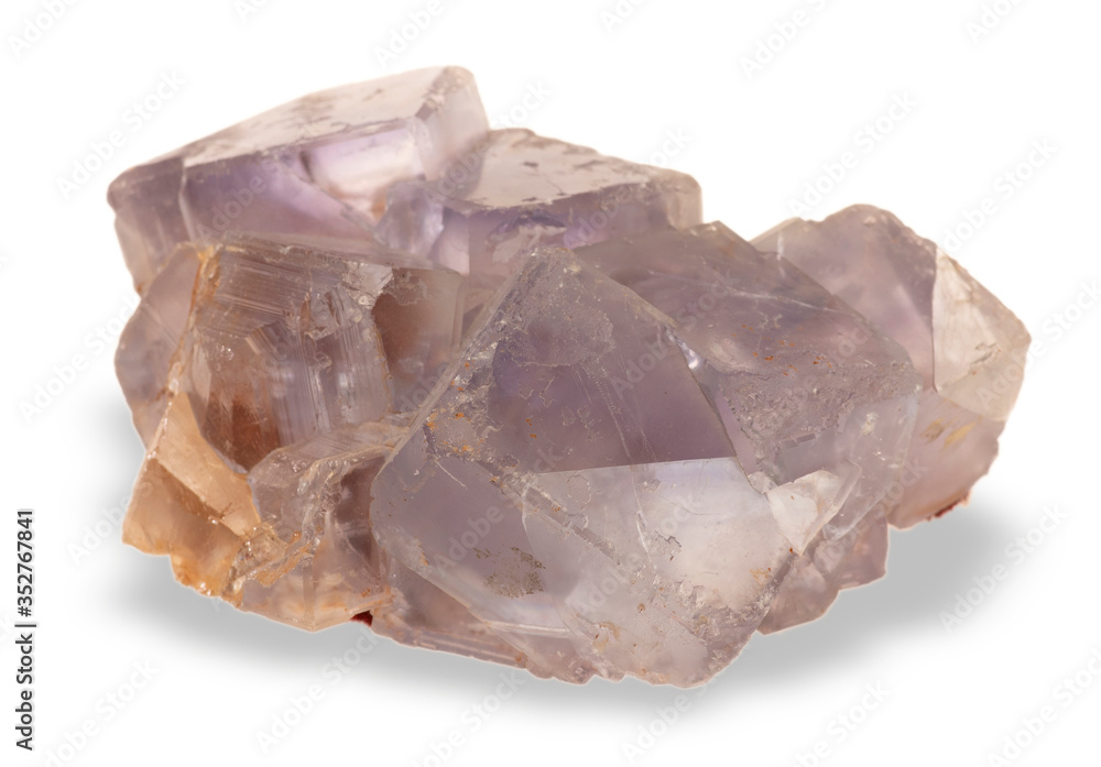 Fluorite mineral with on white background