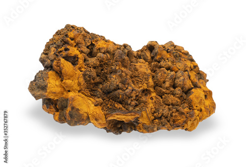 Limonite mineral with on white background