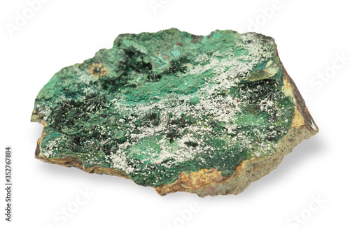 Atacamite mineral with on white background