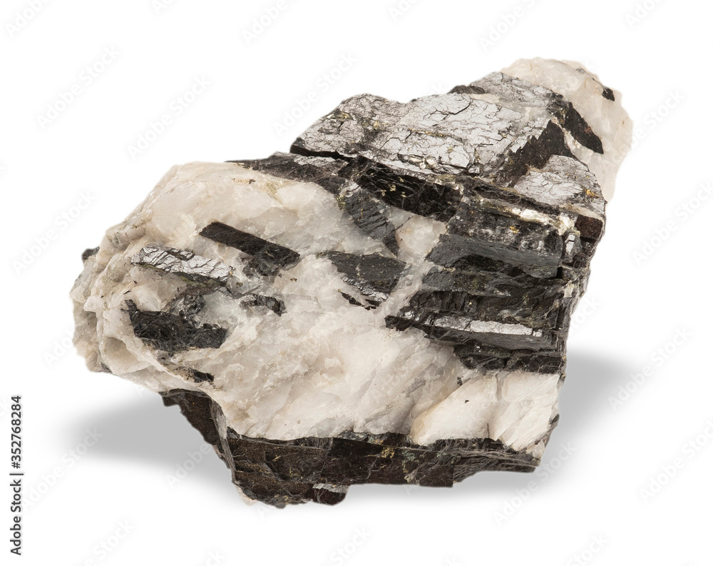 .Mineral wolframite on white background