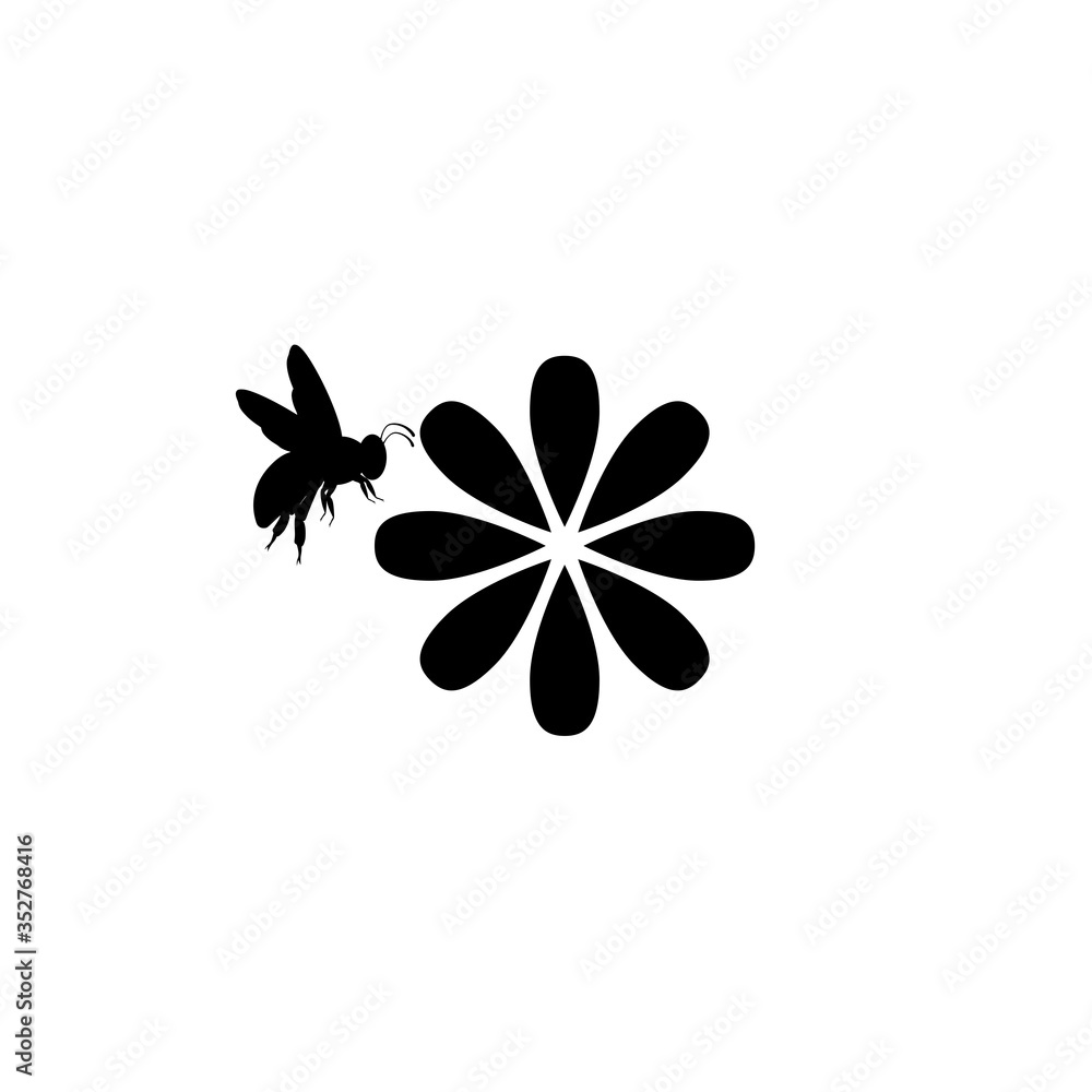 Bee flower icon isolated on white background Bee flower icon isolated on white background