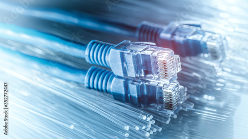 Ethernet cable lan internet wire data connection. Networking and communication