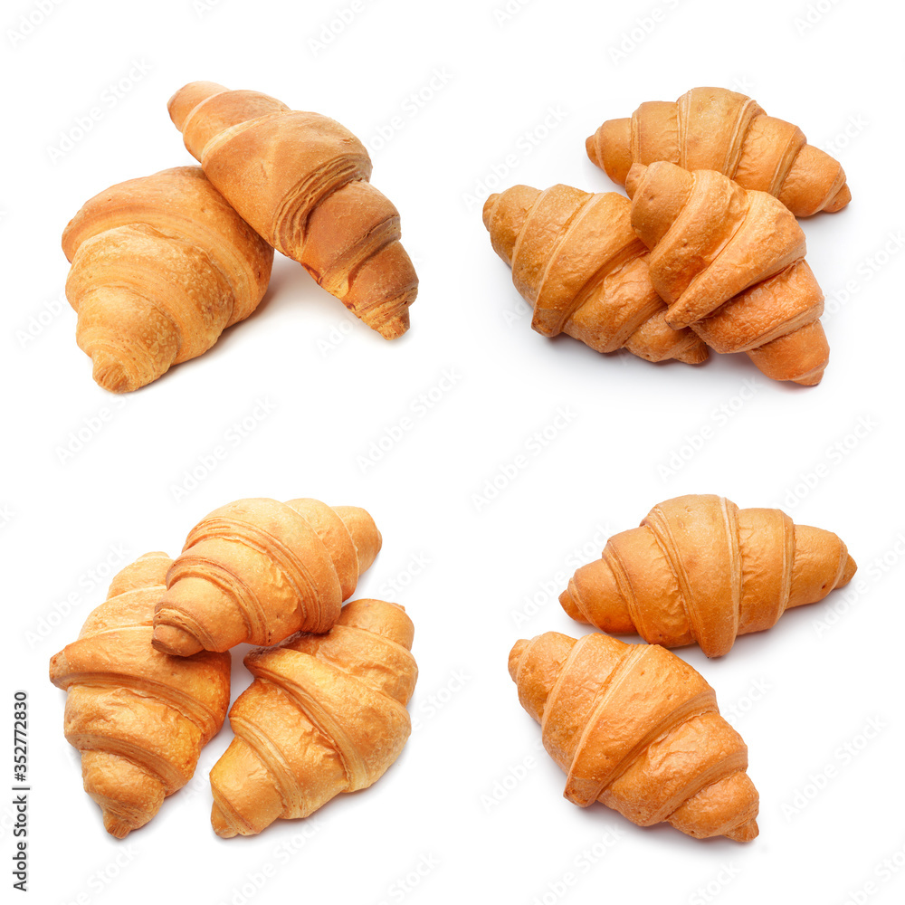 Set of tasty croissants on white background Set of tasty croissants on white background