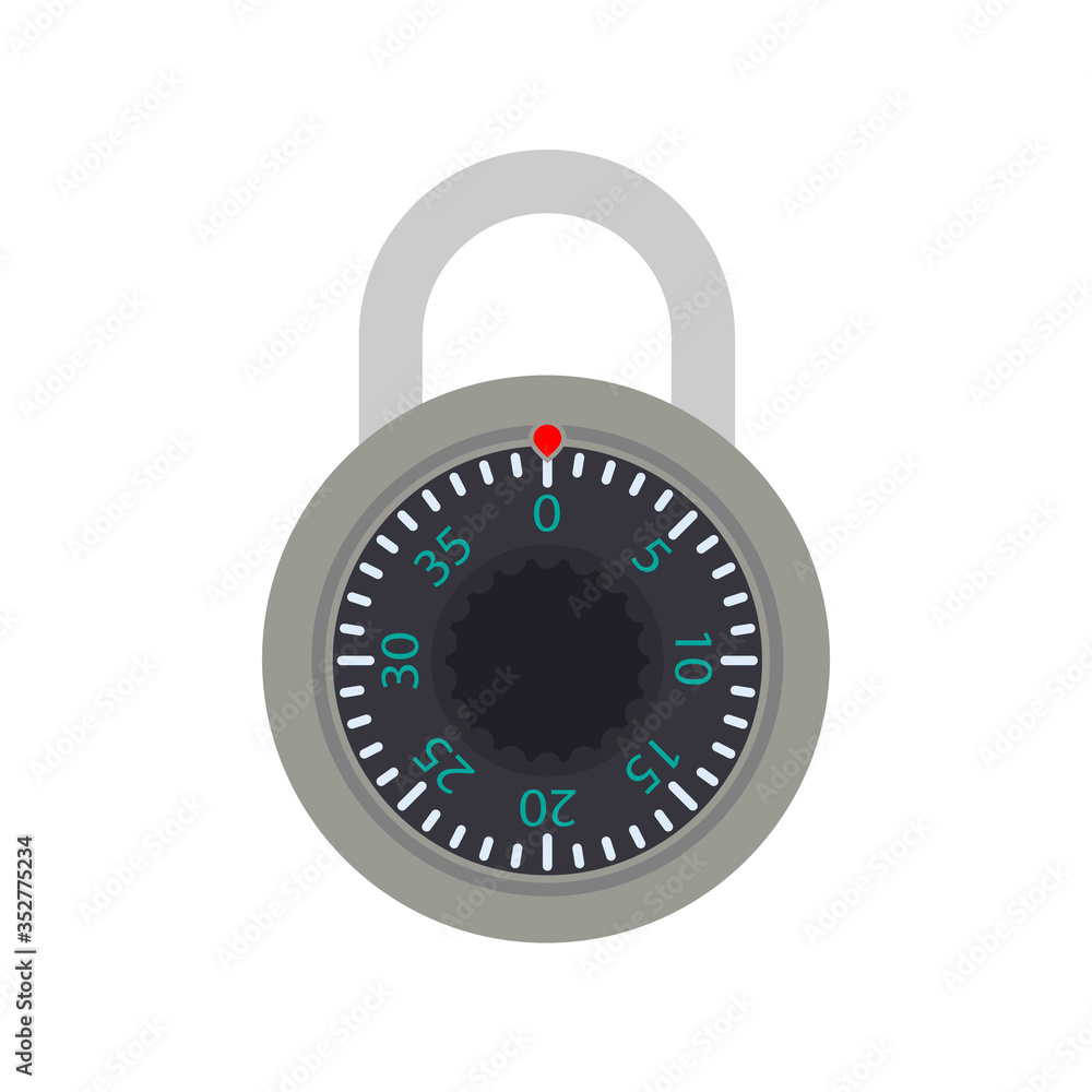 Padlock with code. Padlock for doors, safes and suitcases. Flat style. Vector. Padlock with code. Padlock for doors, safes and suitcases. Flat style. Vector.