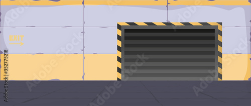 Empty industrial room vector. A room for a warehouse, bunker or military laboratory. Cartoon style.