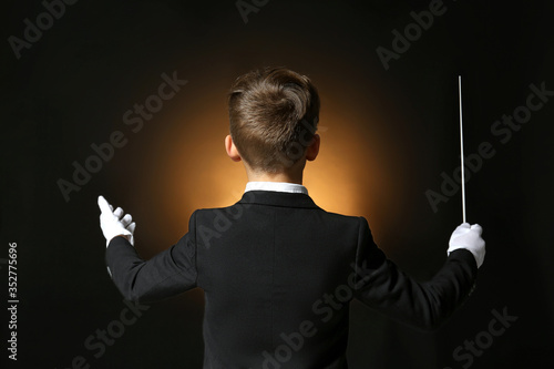 Little conductor on dark background photo