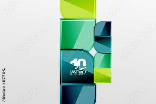 Glossy glass squares with round elements geometric composition. Abstract geometric background with 3d effect composition For Wallpaper, Banner, Background, Card, Book Illustration, landing page