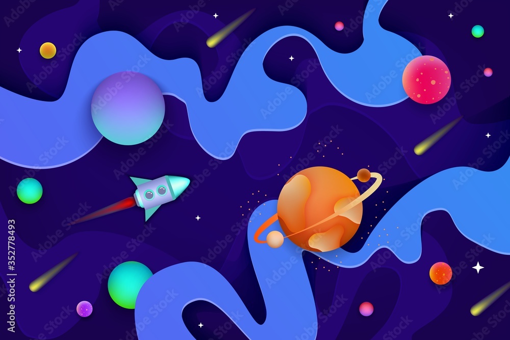 Spaceship and rocket flies in space and the universe. Spaceship and rocket flies in space and the universe.