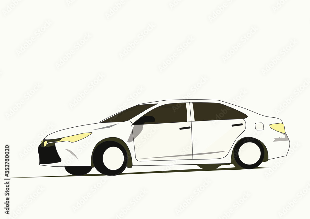 Fototapeta premium white anime car illustration