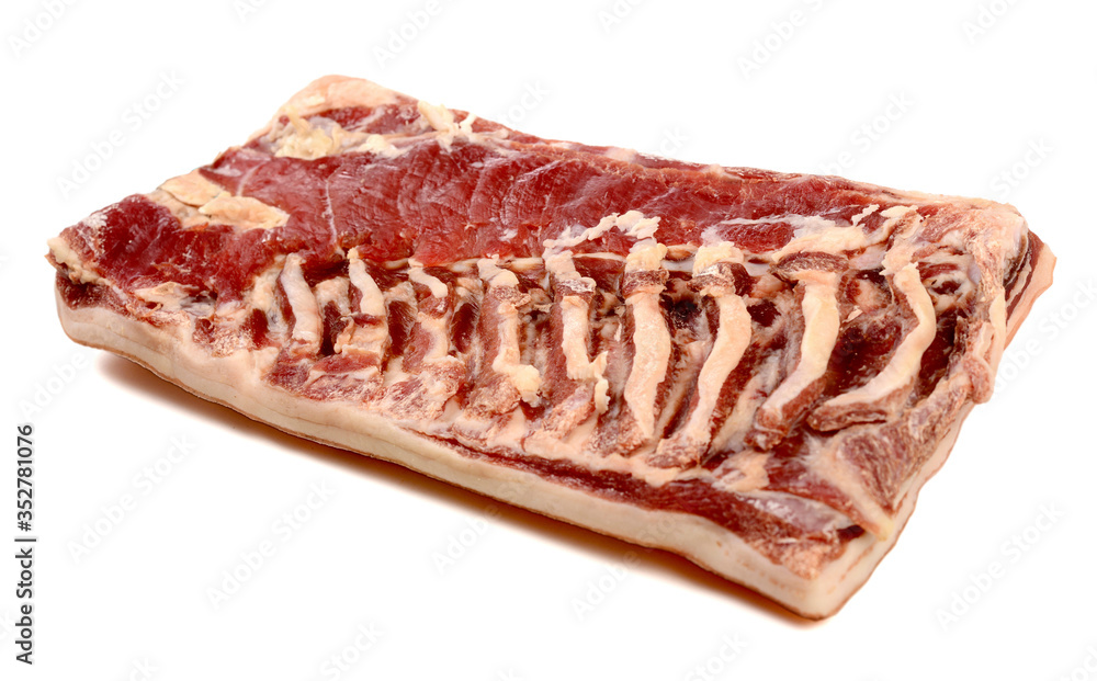 Piece of bacon on white background
