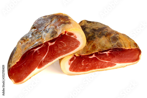 .Boneless Serrano Ham on White Background