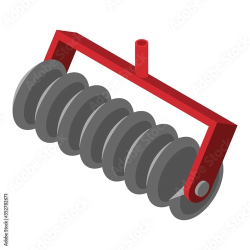 Farming disc plow icon. Isometric of farming disc plow vector icon for web design isolated on white background