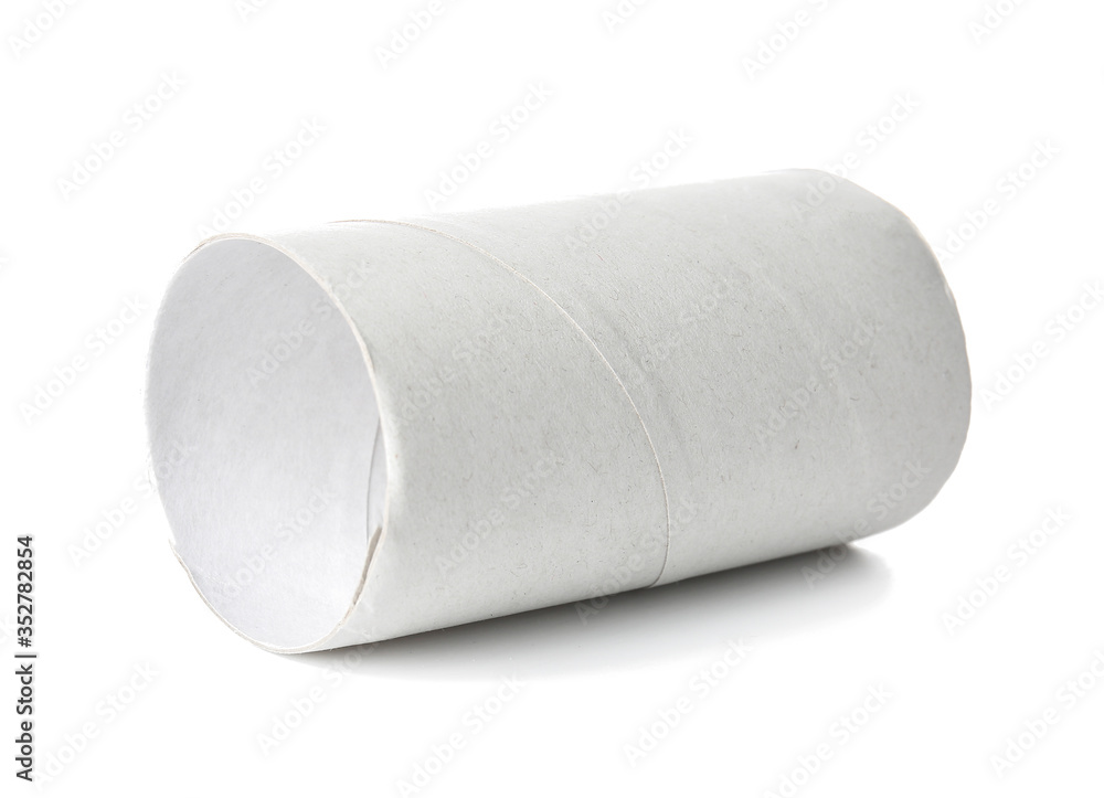 Cardboard tube for toilet paper on white background Cardboard tube for toilet paper on white background