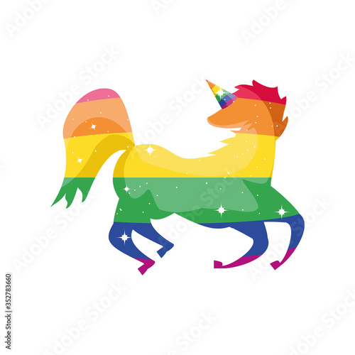 gay pride unicorn on white background
