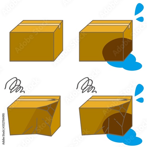 綺麗な段ボール箱と、破損・水濡れのセット