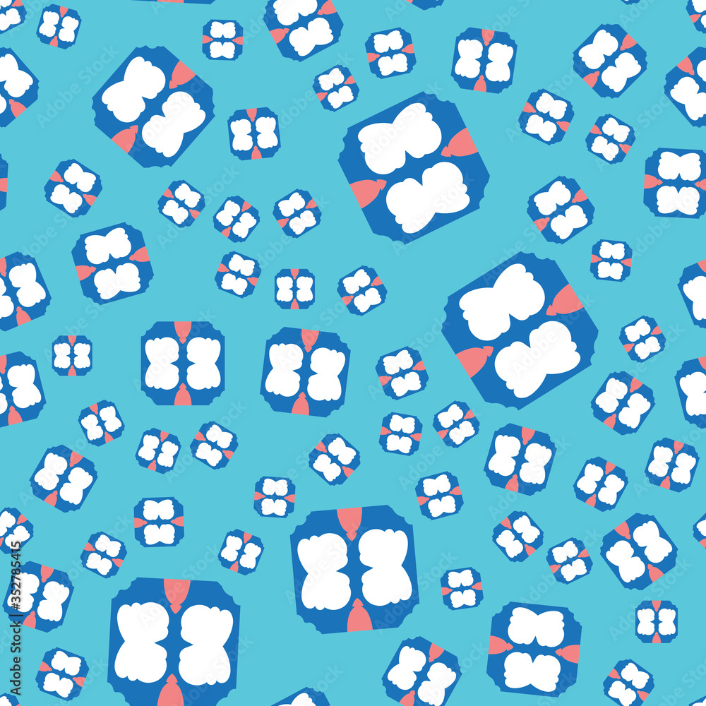 Seamless pattern texture background with geometric shapes, colored and rotated in different sizes in blue, red, white colors. Seamless pattern texture background with geometric shapes, colored and rotated in different sizes in blue, red, white colors.