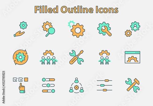 Set of Settings and Setup Vector Line Icons. Contains such Icons as Gear, Setting, Control, Iinstall, Options, Service, and more. Editable Stroke. 32x32 Pixels.