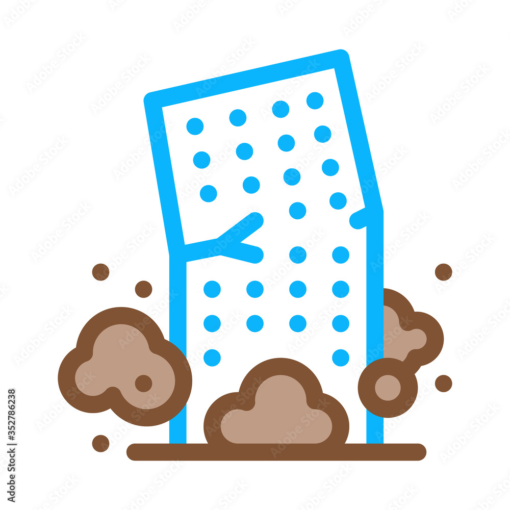 highrise building collapse icon vector. highrise building collapse