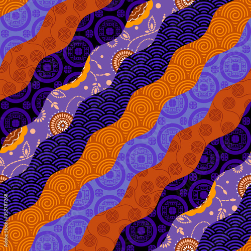 Patchwork textile pattern. Seamless quilting design background.