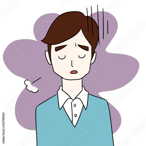 男性／落ち込み／うつ／鬱／イラスト