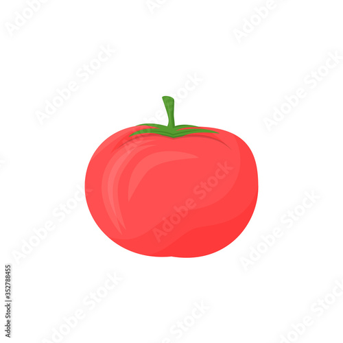 Tomato cartoon vector illustration. Ripe red vegetable flat color object. Health benefits nutrition. Dietary source of antioxidant. Vegan fruit isolated on white background