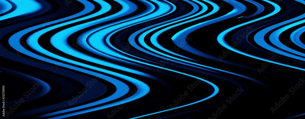 Panoramic glowing blurred light stripes in motion over on abstract background. Colorful rays. Led Light. Future tech. Shine dynamic scene. Neon flare. Magic moving lines. Glowing wallpaper.