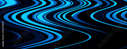 Panoramic glowing blurred light stripes in motion over on abstract background. Colorful rays. Led Light. Future tech. Shine dynamic scene. Neon flare. Magic moving lines. Glowing wallpaper.