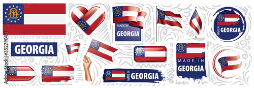Vector set of flags of the American state of Georgia in different designs