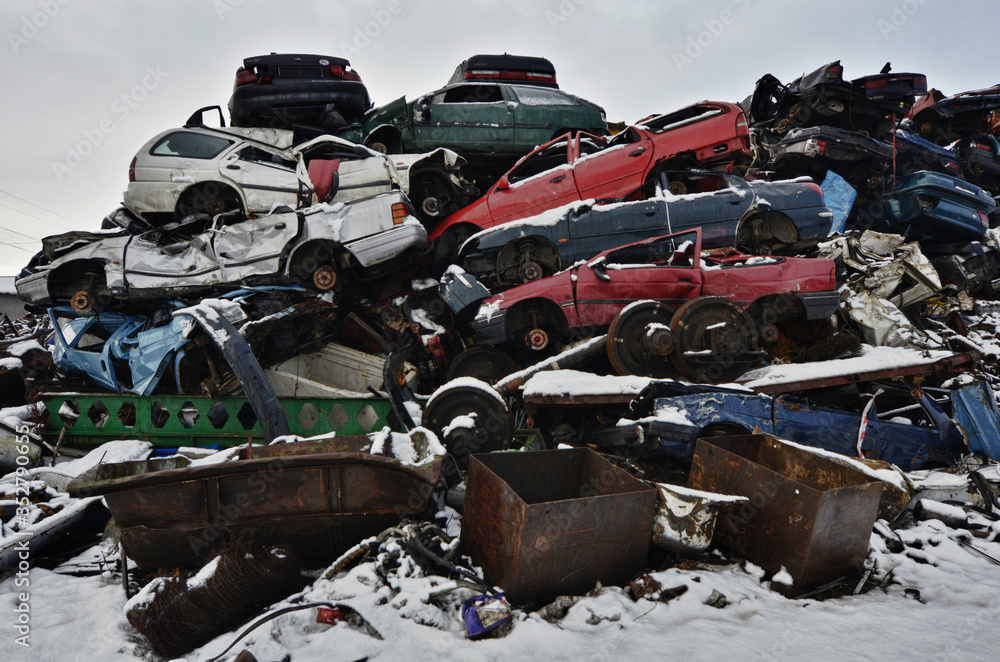 Fototapeta premium Car Scrapyard Auto wrecks Junk Yards 