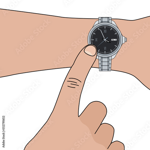 Grey сlassical stylish man wristwatch on hand